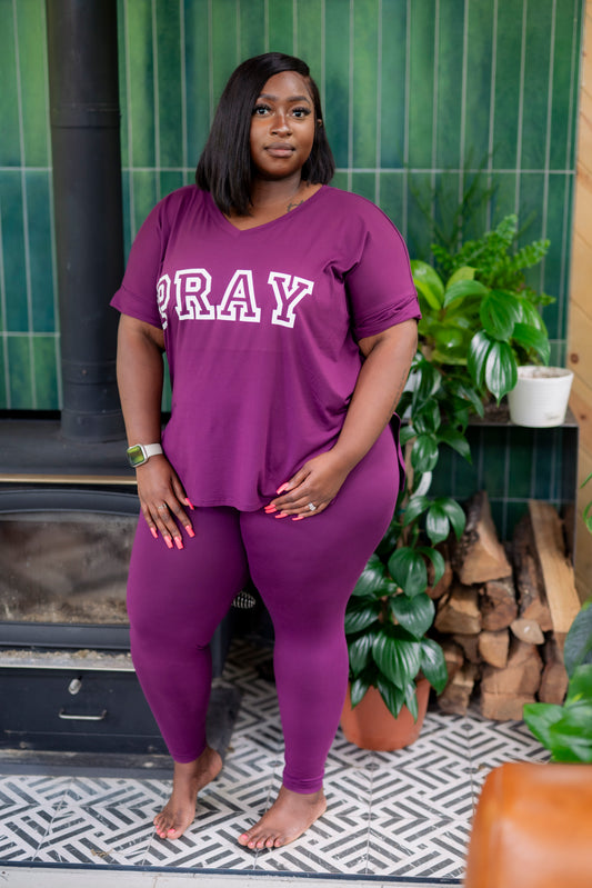 PRAY PURPLE LEGGING SET